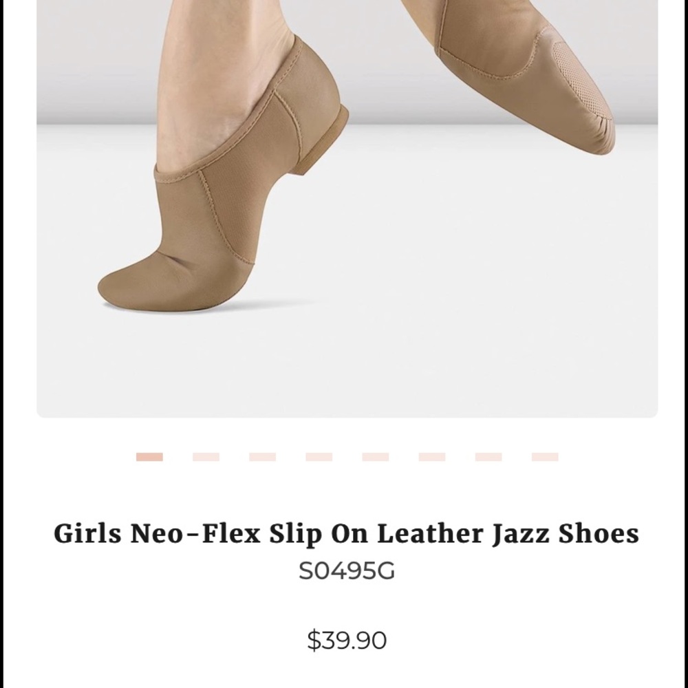 Bloch neo flex slip on leather girl jazz shoes in nude color size 5